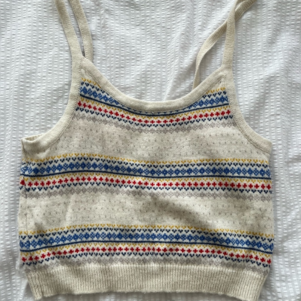 Vintage Knit Crop Top with Stripes